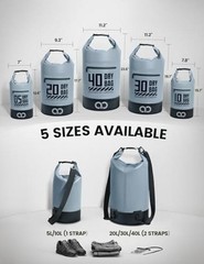 Waterproof Dry Bag with Phone Pouch – 5L/10L//30L/40L 20L Blueish Gray