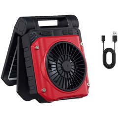 Outdoor Solar Fan with LED Light for Camping 4 Velocity Settings 8000mAh Power