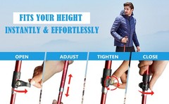 Collapsible Trekking Poles Folding Hiking Poles, Adjustable Height, Lightweight