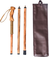 3-Pc Detachable Hardwood Walking Stick Pine Handle with Compass (Nature Color, 5