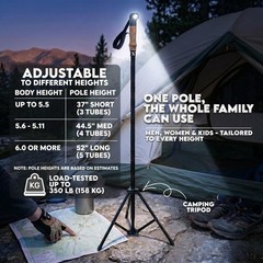 Collapsible Tactical Walking Stick with LED Light & USB Charging – Heavy-Duty Hi