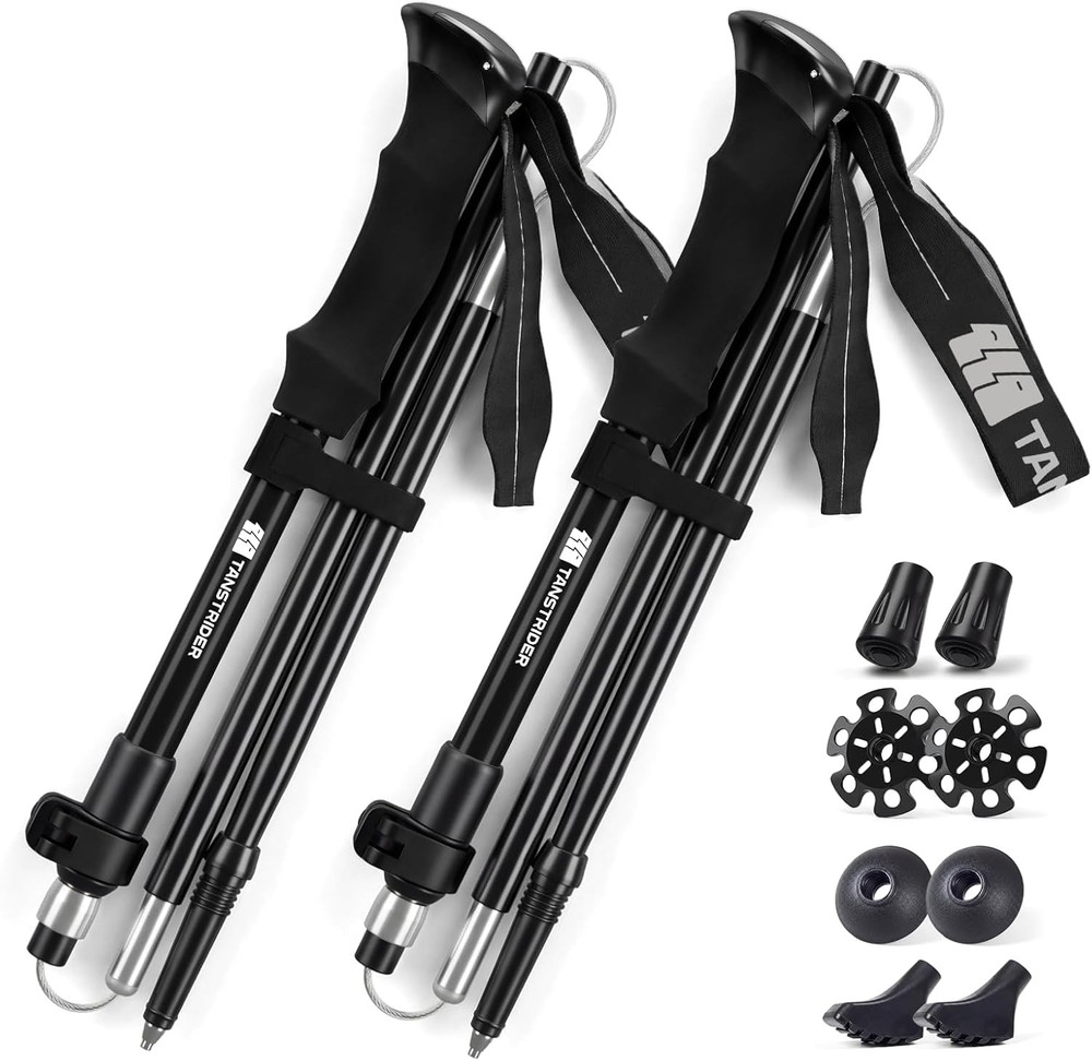 7075 Aluminum Collapsible Trekking Poles for Hiking, 43-53 Inch Adjustable 2 Pac