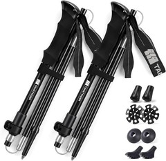 7075 Aluminum Collapsible Trekking Poles for Hiking, 43-53 Inch Adjustable 2 Pac