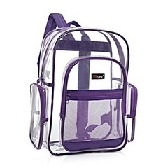 17-Inch Clear Backpack – Transparent PVC School Backpack, Daypack, Purple