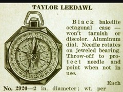 Vintage 1936 Taylor LEEDAWL Compass No. 2920 Black Bakelite with Original Box