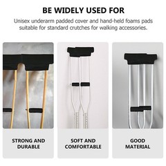 1 Set Reusable Crutch Mats Black Comfortable Underarm Pads for Elders