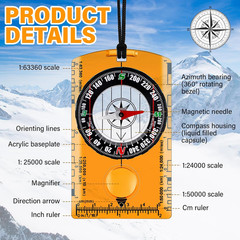 20 Pack Orienteering Compasses Hiking Map Reading Backpacking Orange Survival