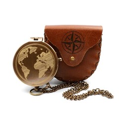 Compass Engraved Leather Case Personalised Compass Christening Gift V6