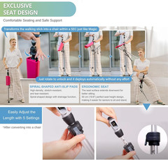 Ta-Da Chair Series 1 Pro, Portable Trekking Hiking Pole, Folding Walking Stick w