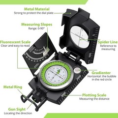 High Precision Glow Compass for Camping, Hiking & Direction Finding