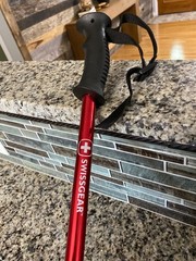 1 Swissgear 135cm Adjustable Walking Stick Pole Anti-shock And Ergonimic Handle