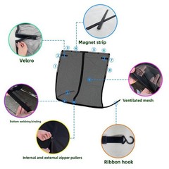 Car Reargate Breathable Mesh 148x144cm for SUV Van with Magnetic Strip