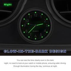 2PCS Stick on Dashboard Car Clock, Mini Luminous Automotive Vent Blue+golden