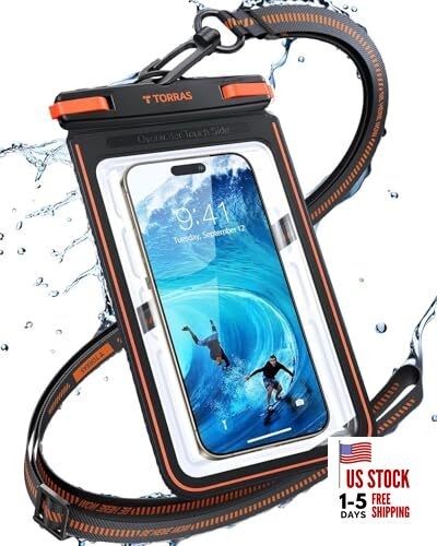 IPX8 Waterproof Phone Pouch Floating, Underwater Screen 7.0 INCH 1 Pack-Black