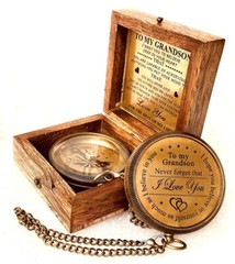 Gift for Grandson Brass Compass Engraved Quote | Memory Present to My Grandso…