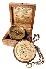 Engraved Brass Compass Gift for Grandson Birthday Baptism Graduation Gift