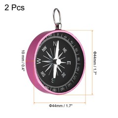 2 Pack Pocket Compass Survival Sports Navigation Compass with Key Ring Pink