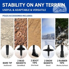 Collapsible Trekking Poles for Hiking 2 Pack – Adjustable Aluminum Red