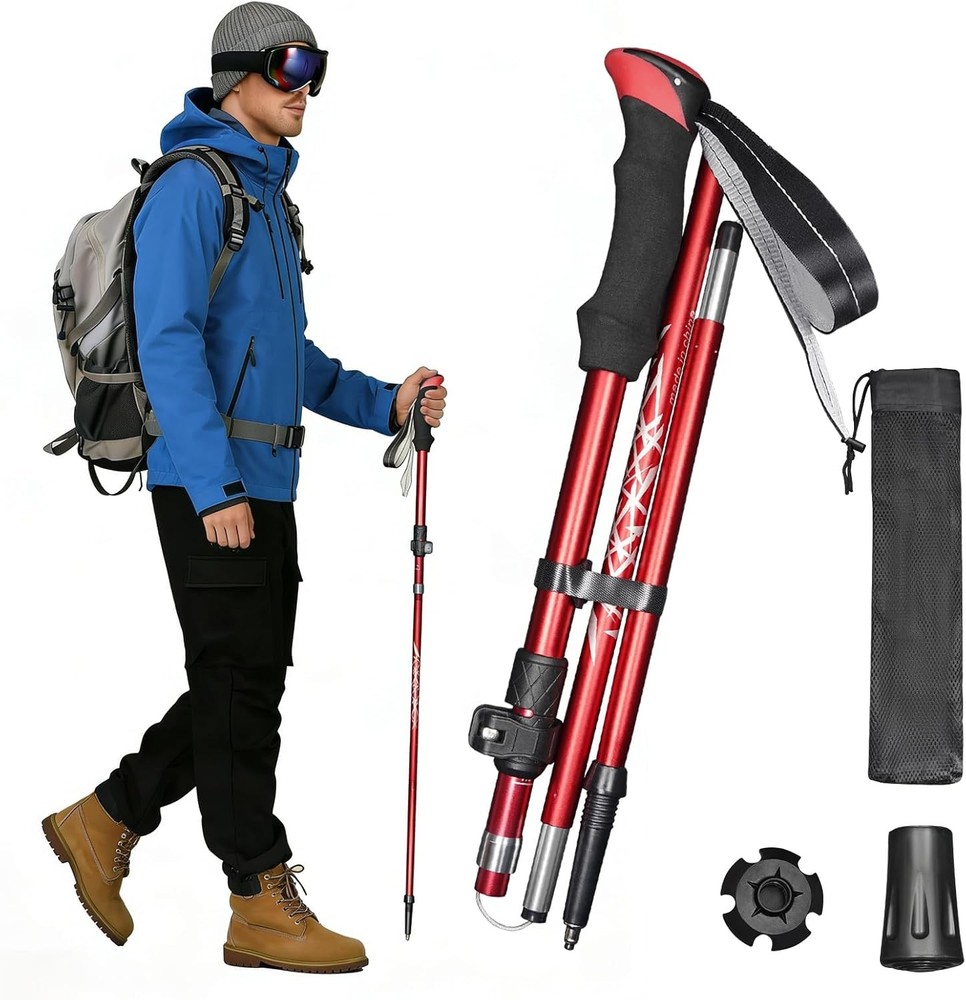 Aluminum Alloy 7075 Adjustable Collapsible Trekking Pole – 1 Pack