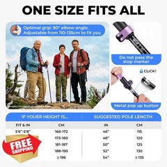 TANSTRIDER Trekking Poles Purple 43-53 Inch Adjustable