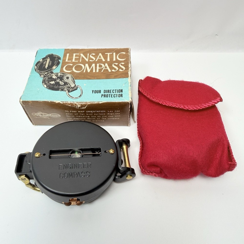Vintage T23 Lensatic Engineer Compass Japan w Box Pouch Excellent