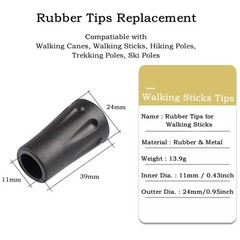 Replacement Rubber Tips for Walking Sticks, Trekking 6pcs Walking Stick Tips