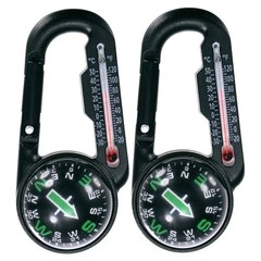 Keychain Compass [2PCS] – Ball Compass and Thermometer Buckle – [Black, Green]