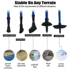 Pair Trekking Hiking Poles Walking Sticks Anti-Shock Collapsible Alpenstock Grip