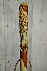 Wood Spirit Hardwood Walking Stick, Hand Carved Staff, Made in the USA, Custom