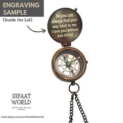 Personalised Compass for Son, Personalized Gift, Antique Brass Engraved Compass