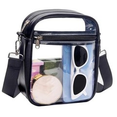 Clear Bag for Stadium Events Clear Purse Transparent Handbag for Sports Black
