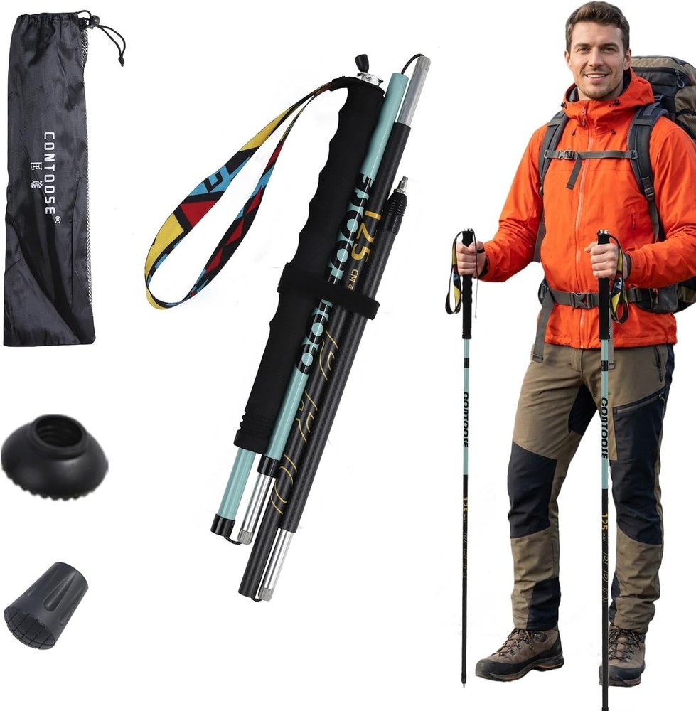Ultra Light Carbon Fiber Trekking Poles | Collapsible for Hiking (1-PCS)