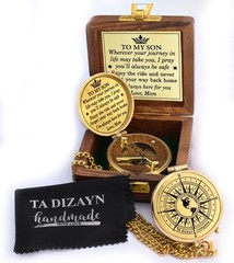 Engraved Compass Wooden Box Mom Dad To Son Grandson Gift Graduation Baptism