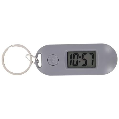 Digital Keychain Watch with Clip, Small Pocket Watch Grey
