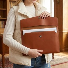 Leather Folders for Documents, PU Leather A4 File Folder Document Holder