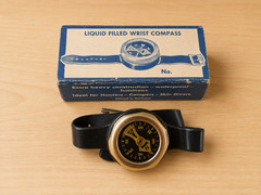 Liquid Filled Wrist Compass with Original Box Hunter Camper Germany