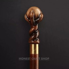 “Trekking Walking Stick – Handcrafted Wooden Hiking EAGLE FOOT HANDLE