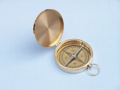 Hampton Nautical Solid Brass Gentlemen’s Compass with Rosewood Box, 4, Brass