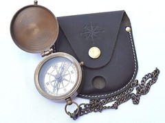 Engravable Brass Compass Nautical Antique Vintage Pocket Gift 2″ With Case