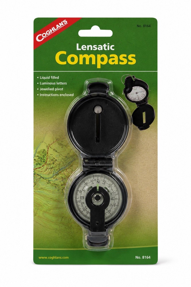 Coghlan’s 8164 Lensatic Compass Liquid Filled Luminous Jeweled Hiking