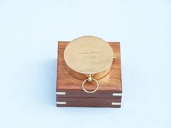 Hampton Nautical Solid Brass Gentlemen’s Compass with Rosewood Box, 4, Brass