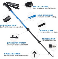 Aluminum Trekking Poles – Quick Adjustable Locks, Comfort Handle, Padded Strap,