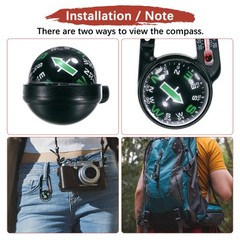 Keychain Compass [2PCS] – Ball Compass and Thermometer Buckle – [Black, Green]