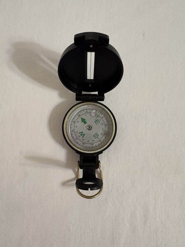 Engineer Lensatic Compass Black Military Style Hiking Camping Navigation