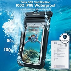 IP68 Floating Waterproof Phone Pouch 2 Pack, Touchscreen Friendly Black+Black