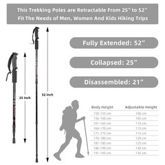 Trekking Poles, Collapsible Lightweight Shock-Absorbent Hiking Walking Sticks…