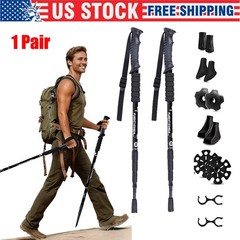 2PC Trekking Poles Nordic Walking Hiking Sticks Anti-shock Adjustable Alpenstock