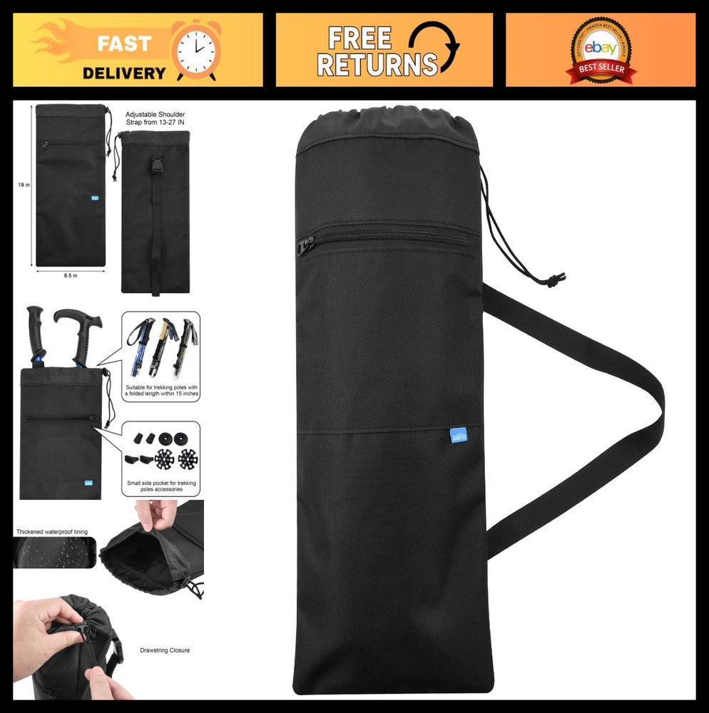 Lightweight Collapsible Hiking Pole Carrying Bag with Zipper Pocket & Strap – Po