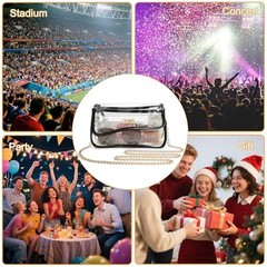 Clear Bag Stadium Event Concert Approved, Transparent Clear Crossbody Black