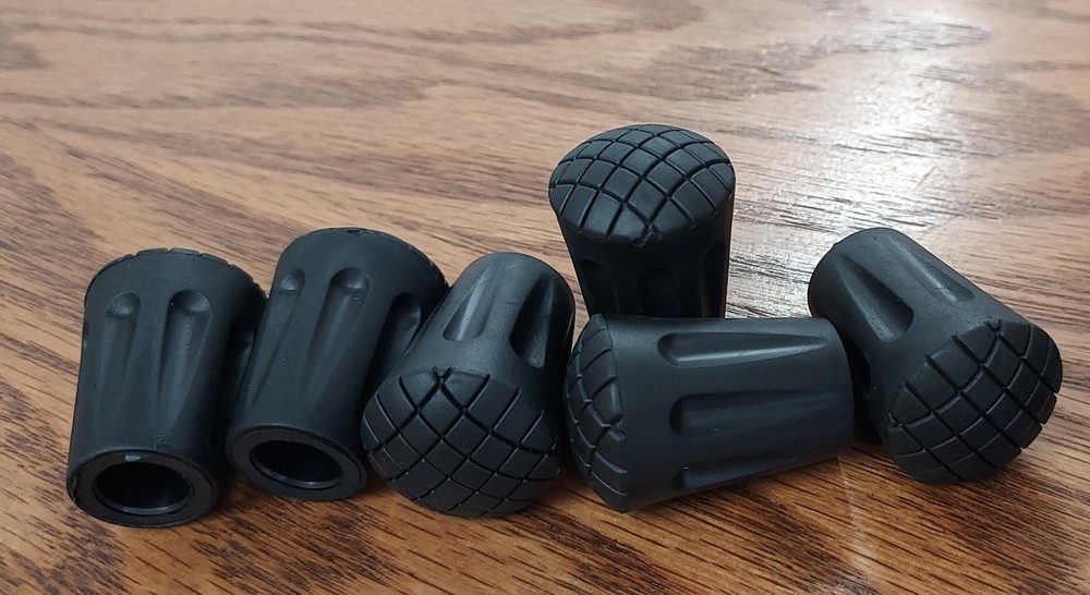 TrailBuddy Walking Stick Tips – Pack of 6 Replacement Rubber Cane Tips Fit Most